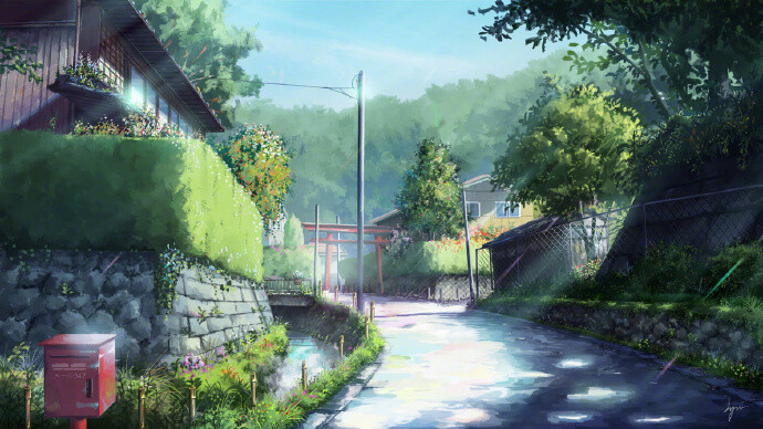 一位新加坡画师绘制的十一区景色,看着太治愈了(〃"▽"〃)#动漫