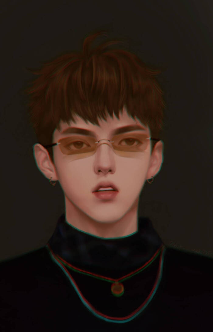 吴亦凡手绘 素描漫画 卡通头像 男头