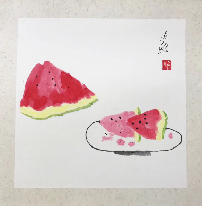 国画丝瓜,葫芦,西瓜