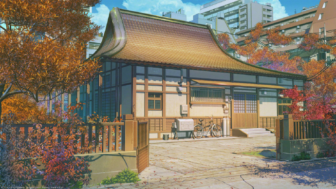 外网一位画师绘制的十一区暖系建筑街道,画风好治愈 #动漫# 【作者