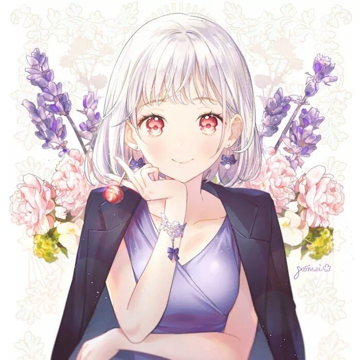二次元 少女 白发 粉瞳 棒棒糖 唯美 头像
