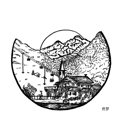黑白线描画