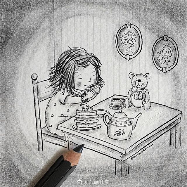 一组小朋友日常生活手绘插画【插画师:alexandra macvean】 via @插画