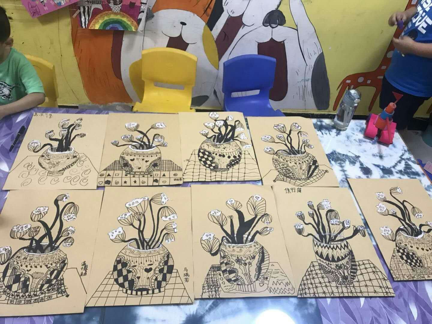 黑白 动物 火龙果 西瓜 青菜 蔬菜 笔筒 毛笔 水粉笔 花瓶 写生 速写