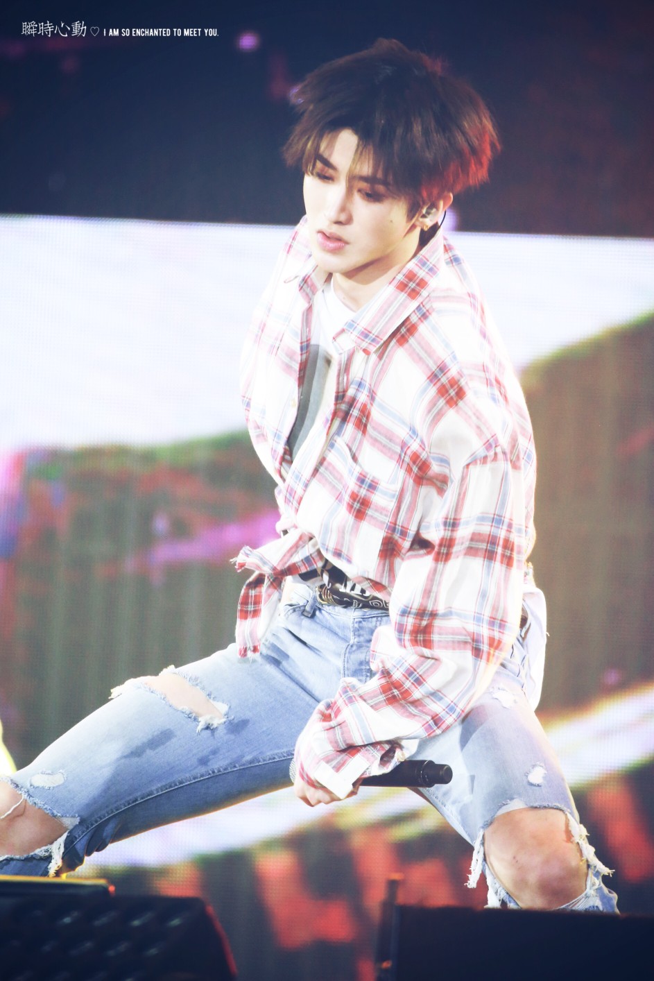 蔡徐坤 格子衫 中分