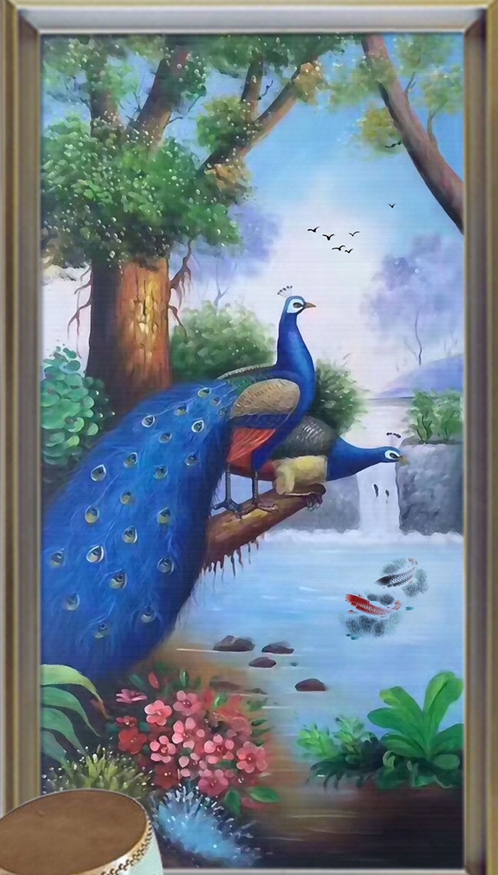 新中式油画孔雀
