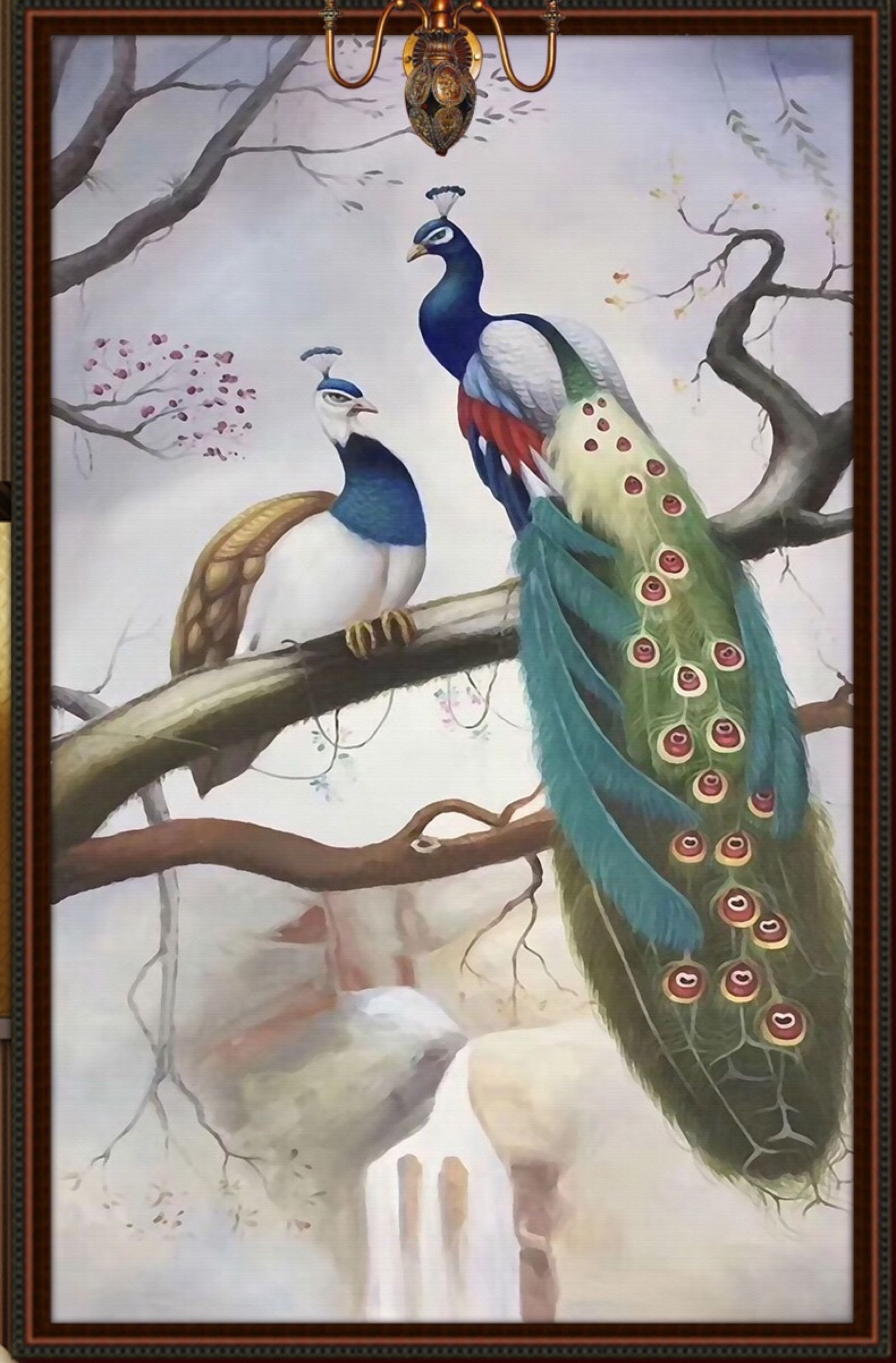 新中式油画孔雀