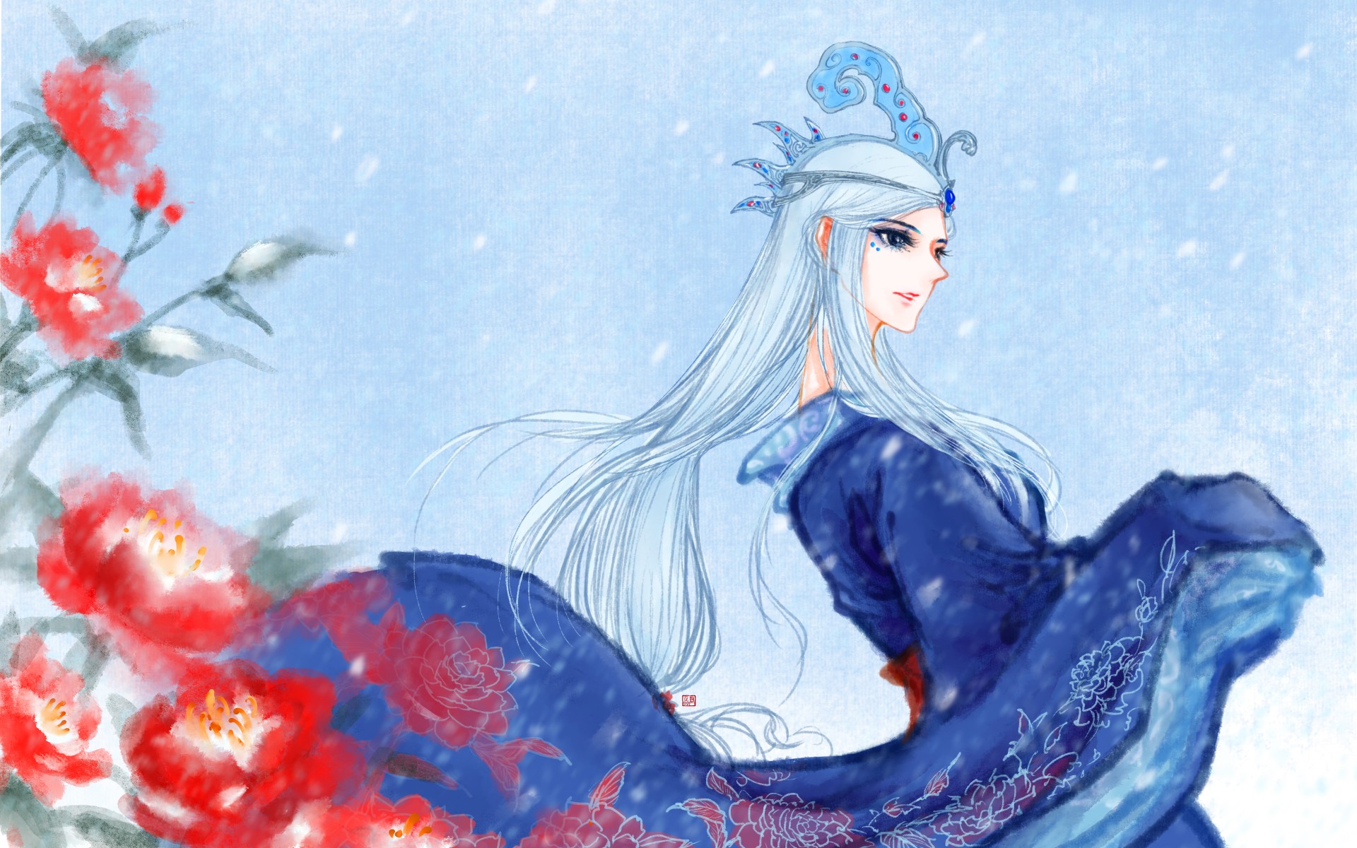 秦时明月雪女手绘图片