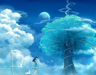 蓝色头像 壁纸 背景图 插画 手绘