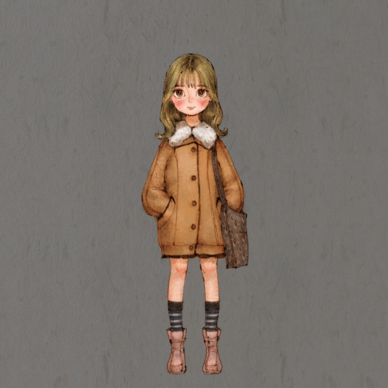 冬天女头像,可爱女生,来自韩国插画师aeppol作品