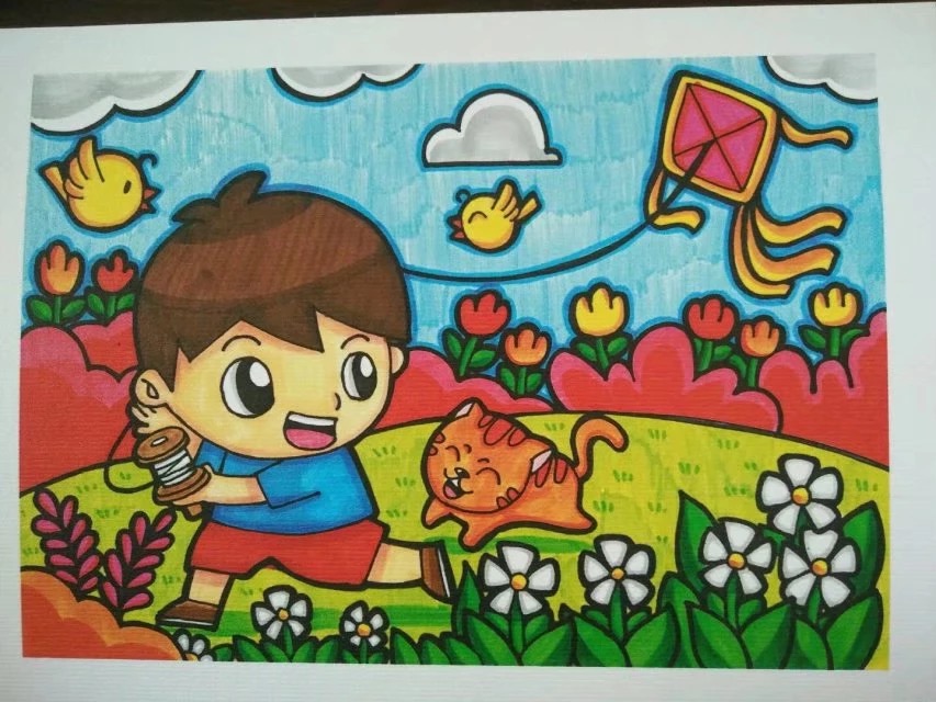 丹尼索儿童画春游图片