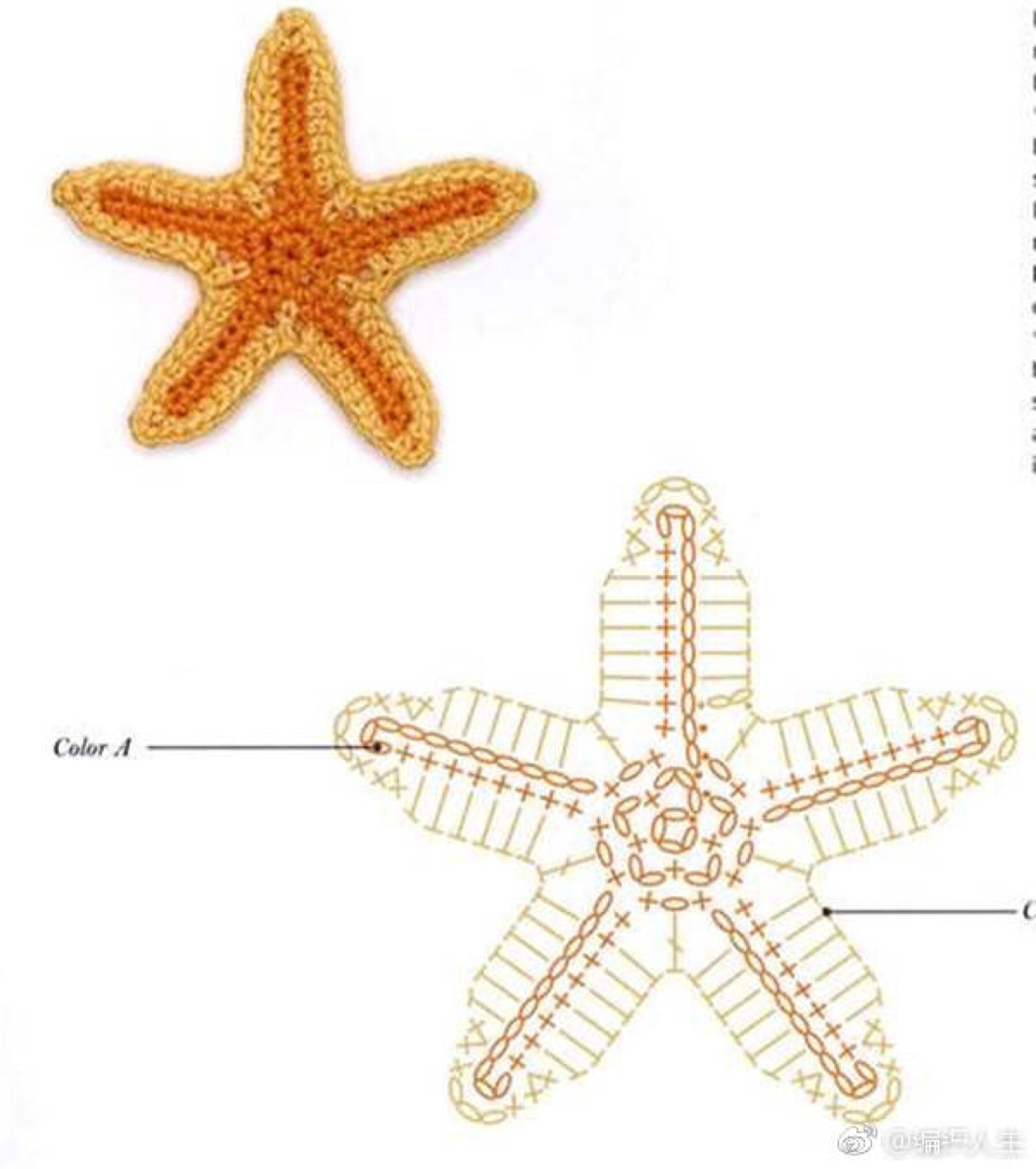 钩织图解海螺贝壳海星花片