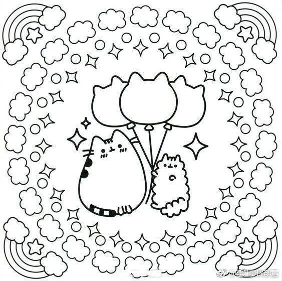 简笔画萌萌的治愈系胖吉猫 via:pusheen