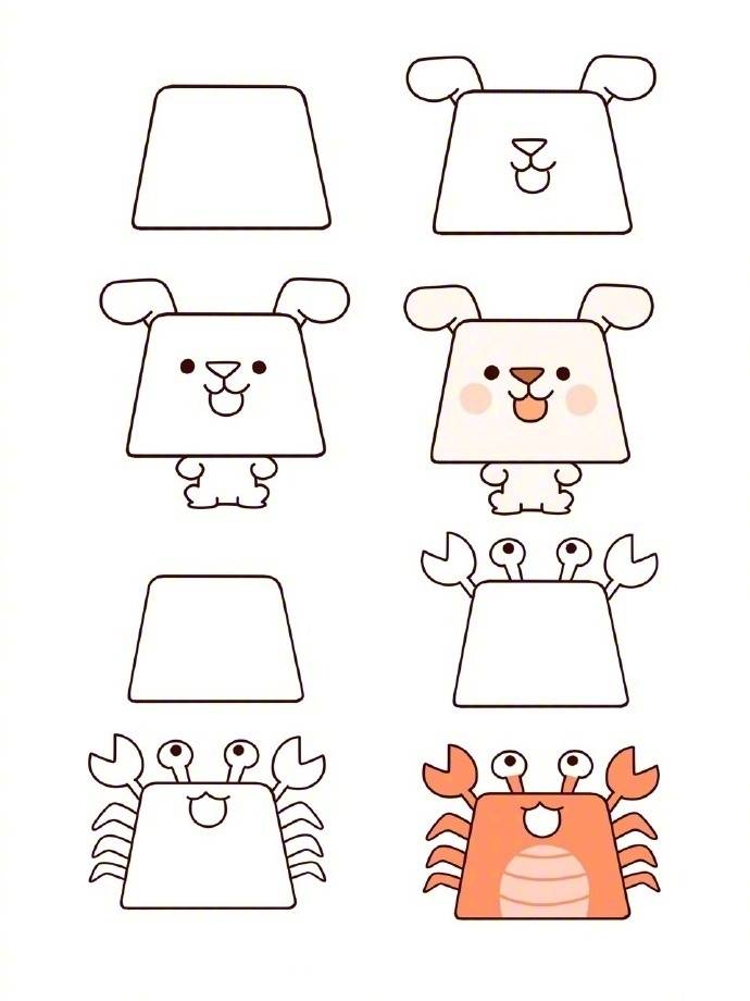 梯形小动物简笔画可爱又简单.图片