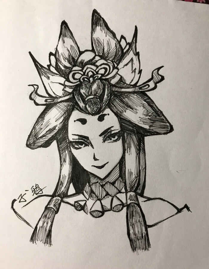 时隔七个月再次画 玉藻前·宵暗之舞