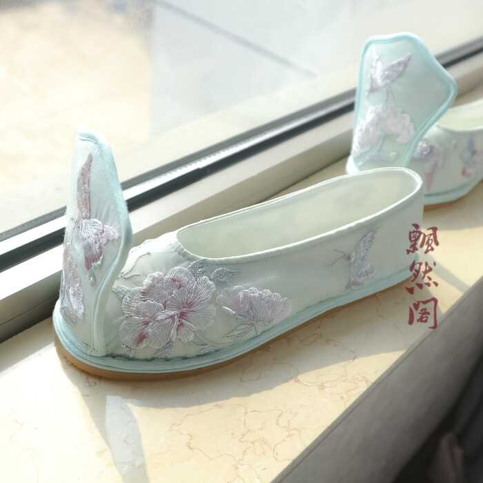 【飘然阁】梁祝系列之绣花翘头鞋(双层浅绿)