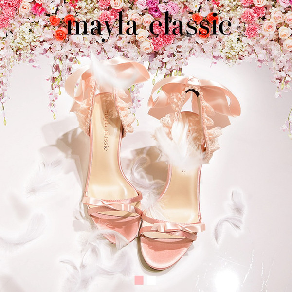 代购 日本代购 mayla classic 蕾丝双缎带高跟鞋 8cm 全款预约