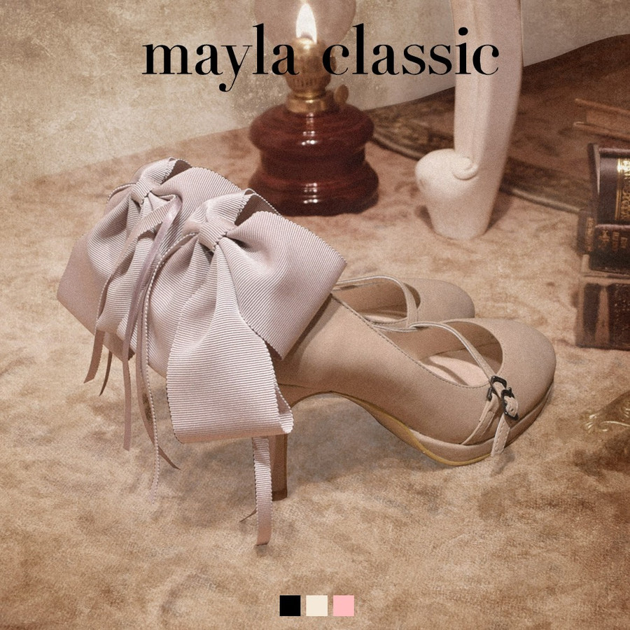代购 日本代购 mayla classic 爱的告白 后缎带 细跟 鞋 跟高8cm 预约