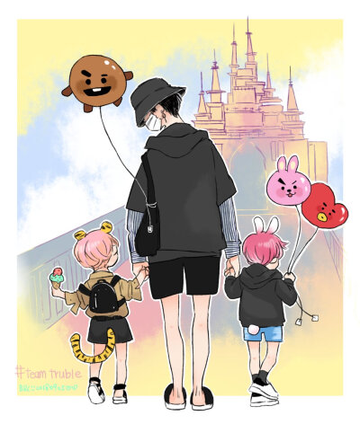 防弹少年团手绘 q版