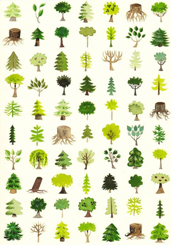 【树的几百种画法】几百种树的表现方法,自然场景设计中树的不同表现