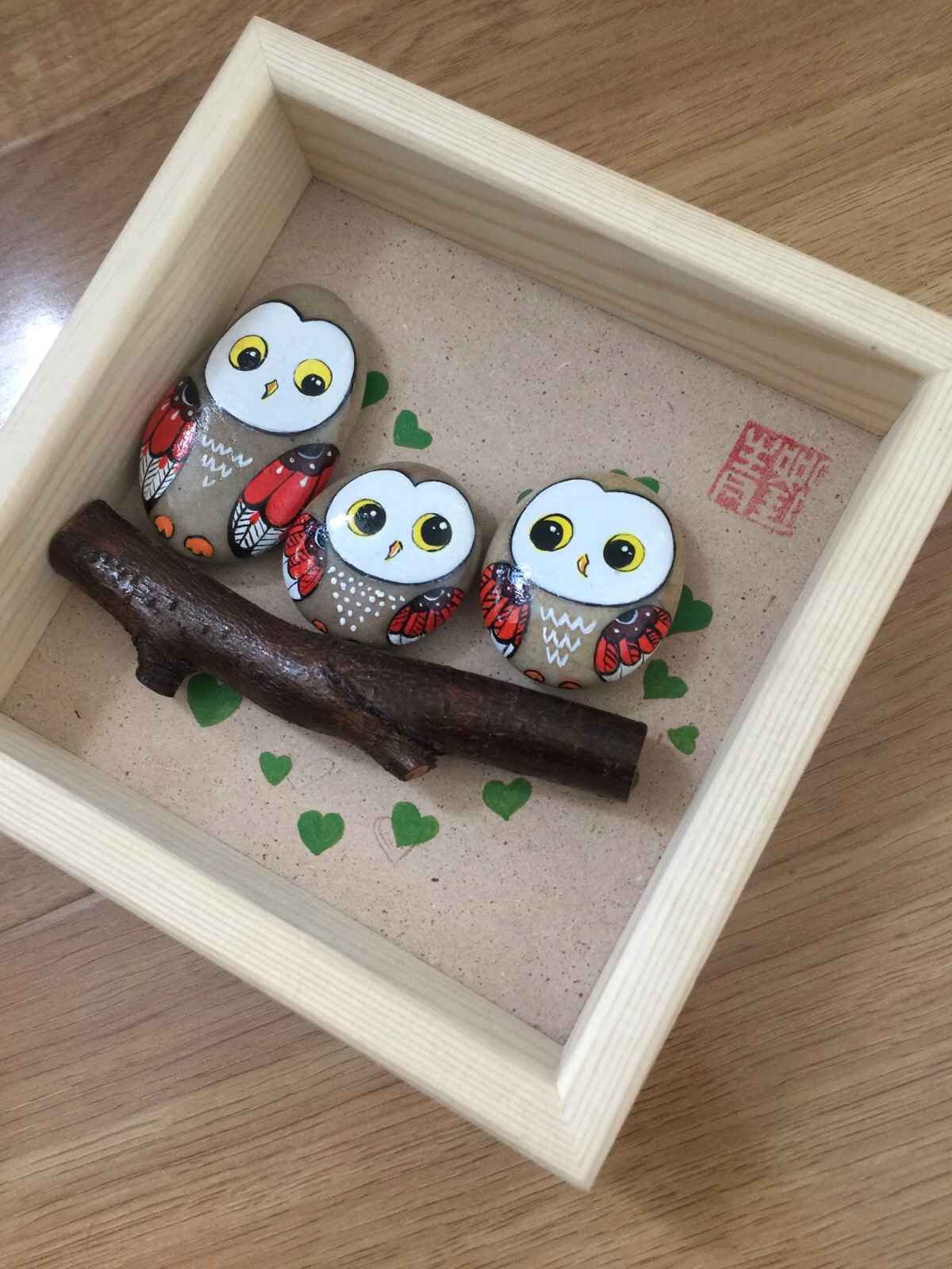 最新作品,石头画猫头鹰