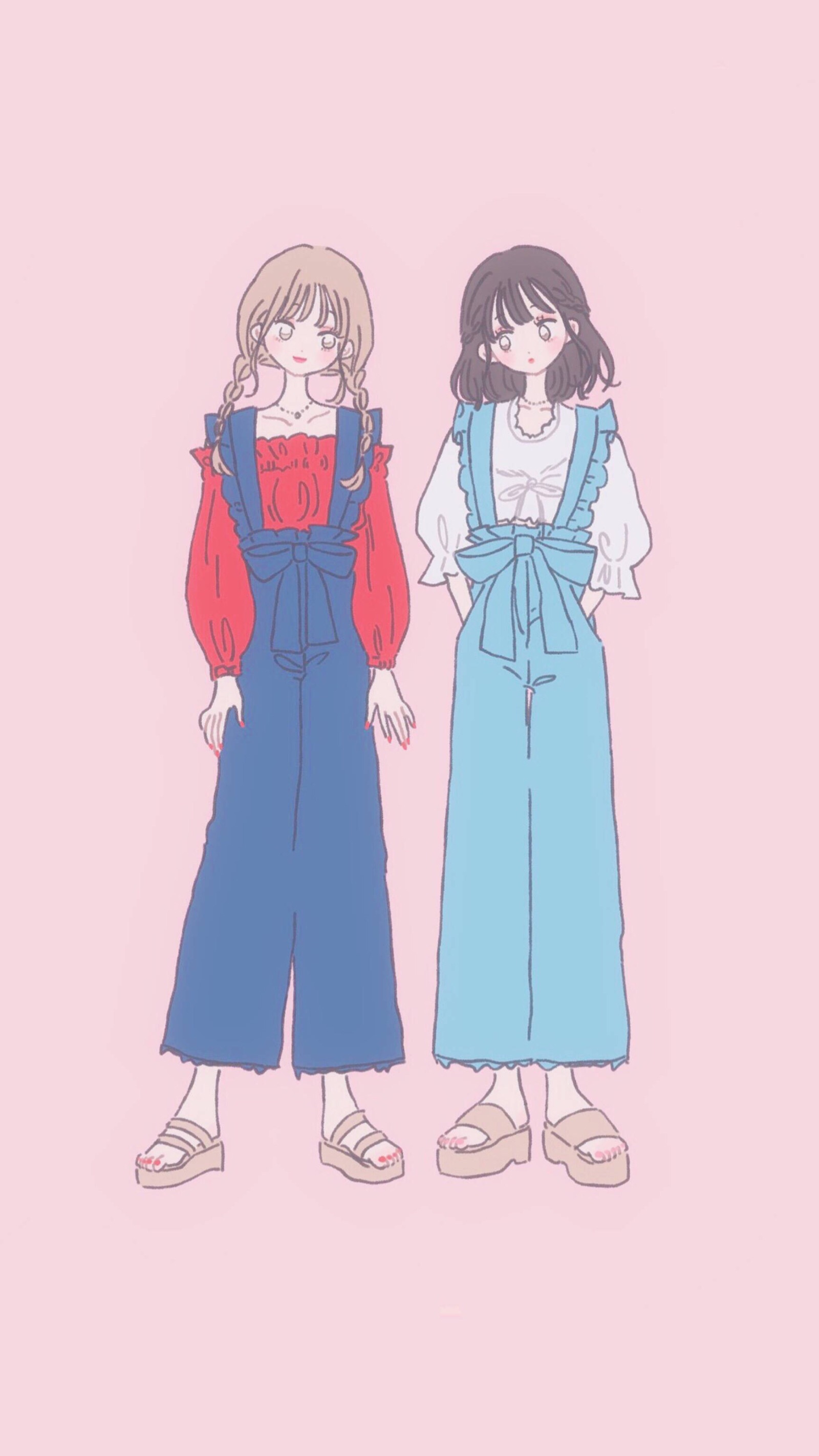 小姐妹 莫兰迪色系壁纸 少女心