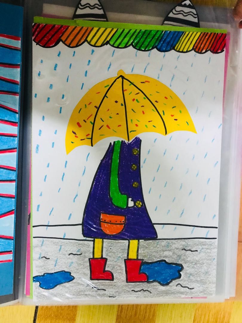 幼儿园儿童简笔画《打伞的小女孩》