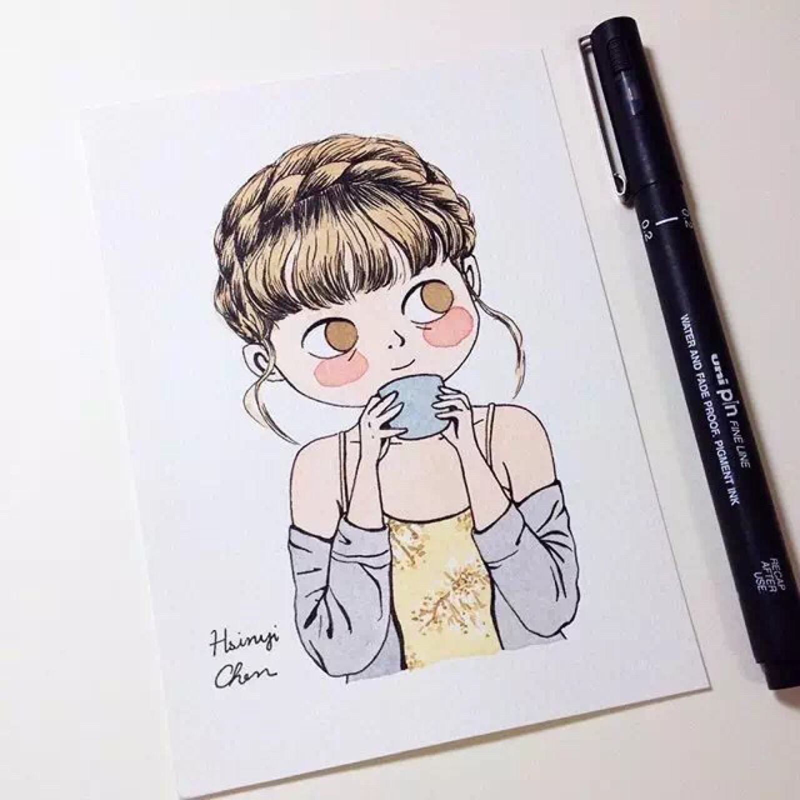 彩铅人超萌女娃