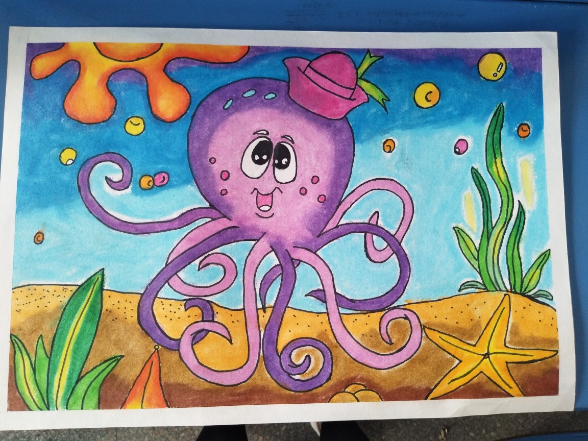 巨型章鱼绘画图片