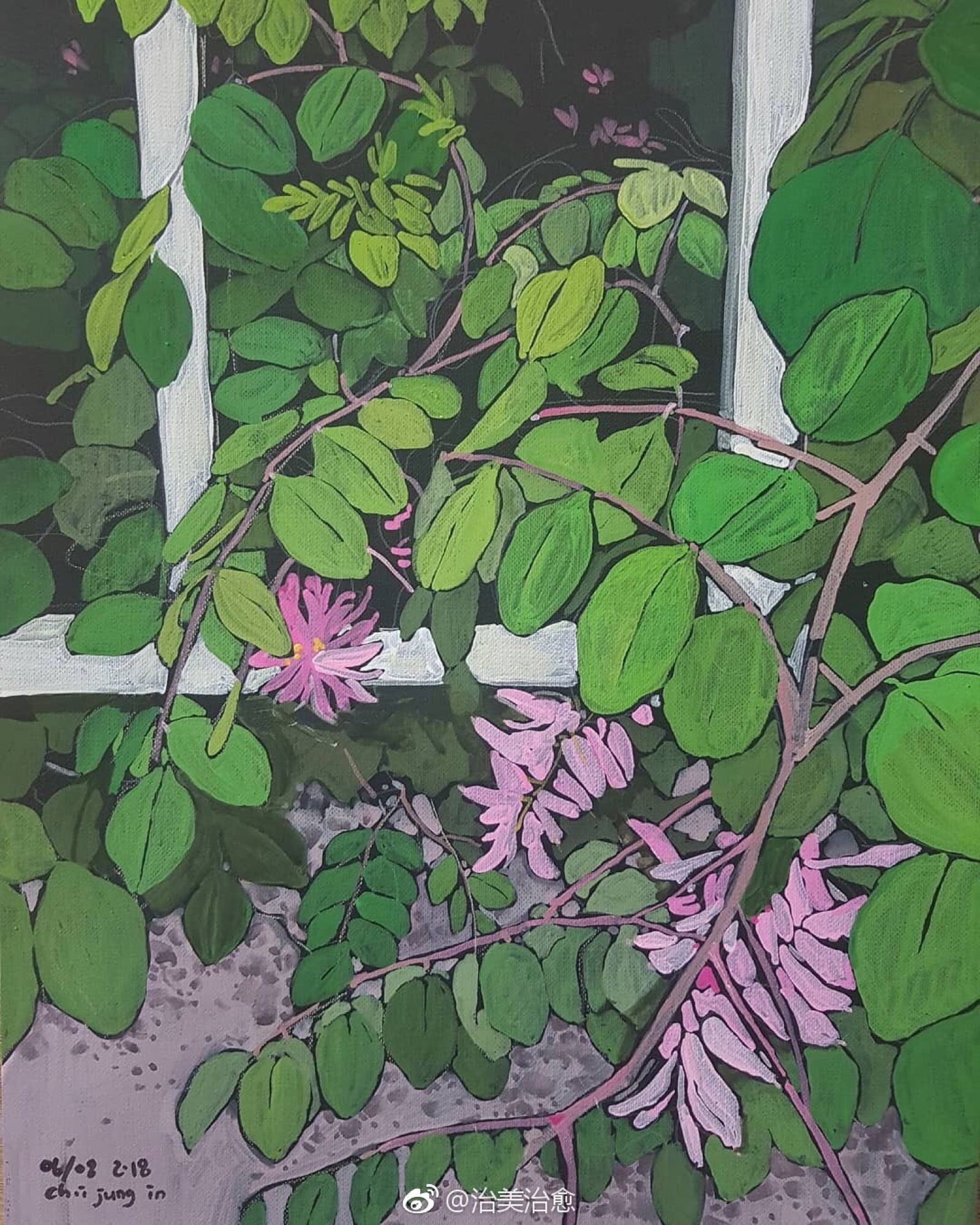 green 关于绿色 童年插画 女生头像