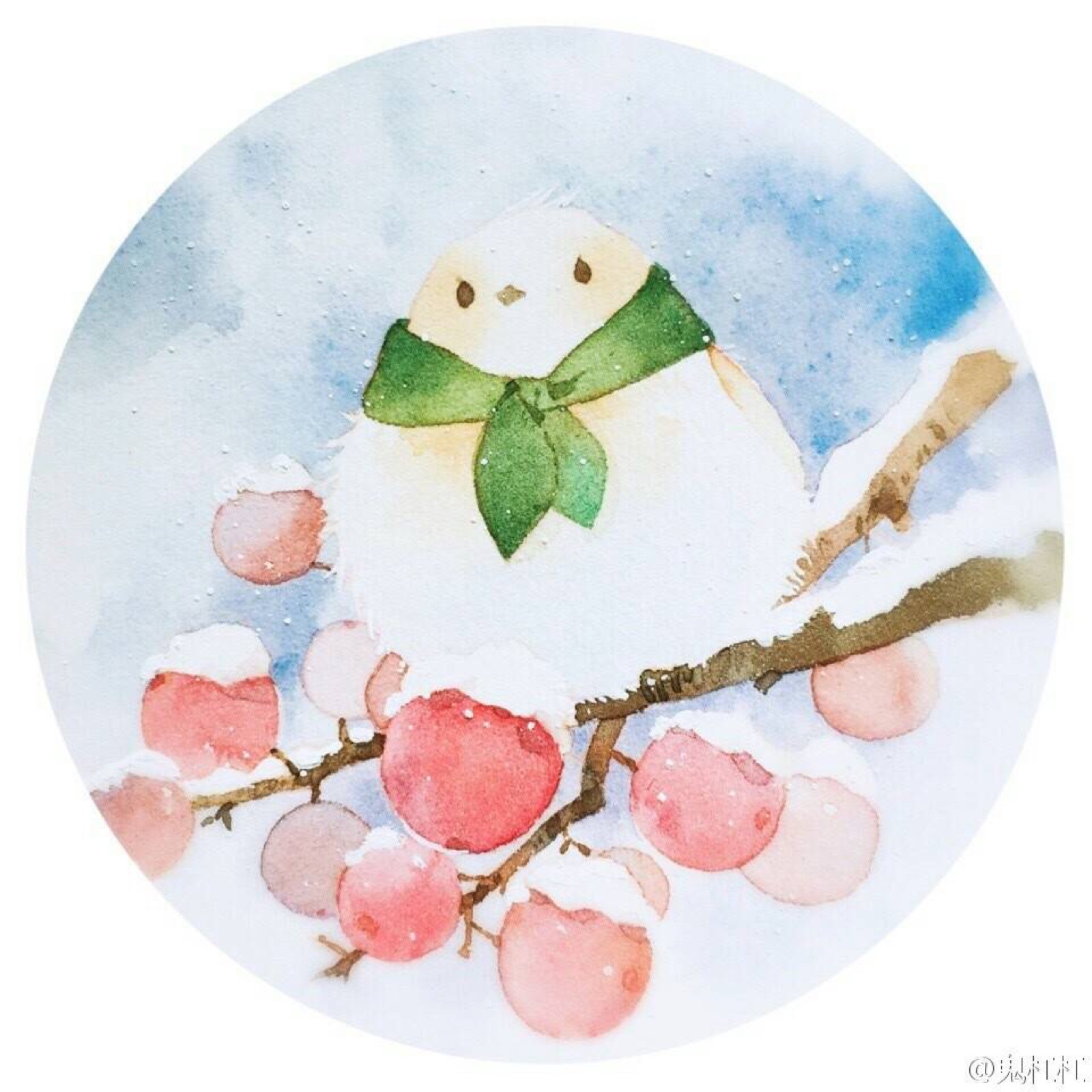 可爱漂亮的水彩小插画
