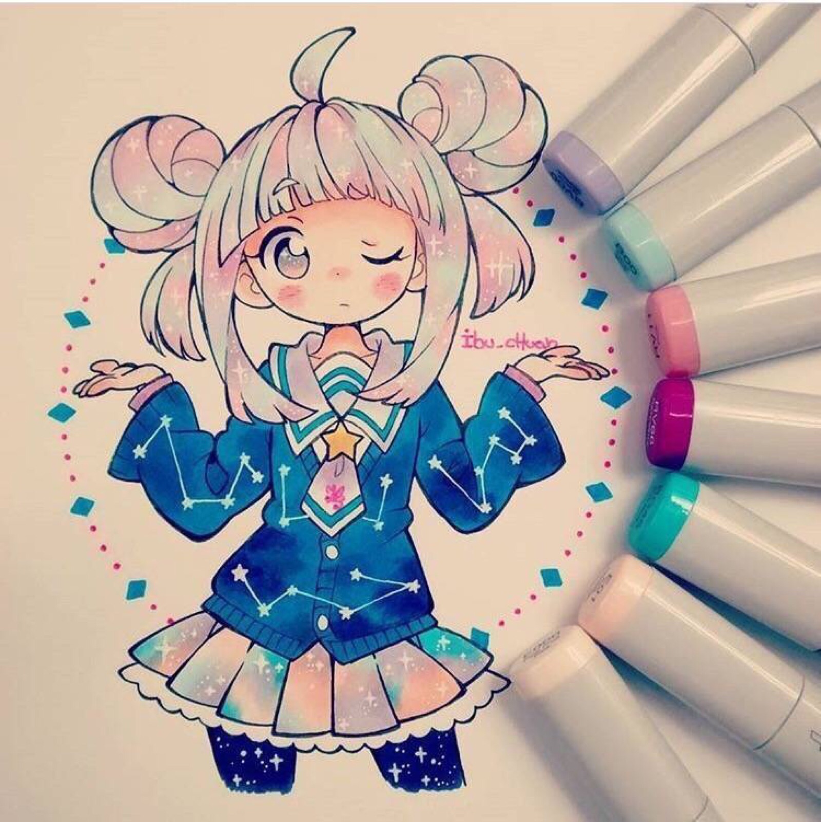 一组超萌的卡通动漫头像 | 插画师 ibu chuan