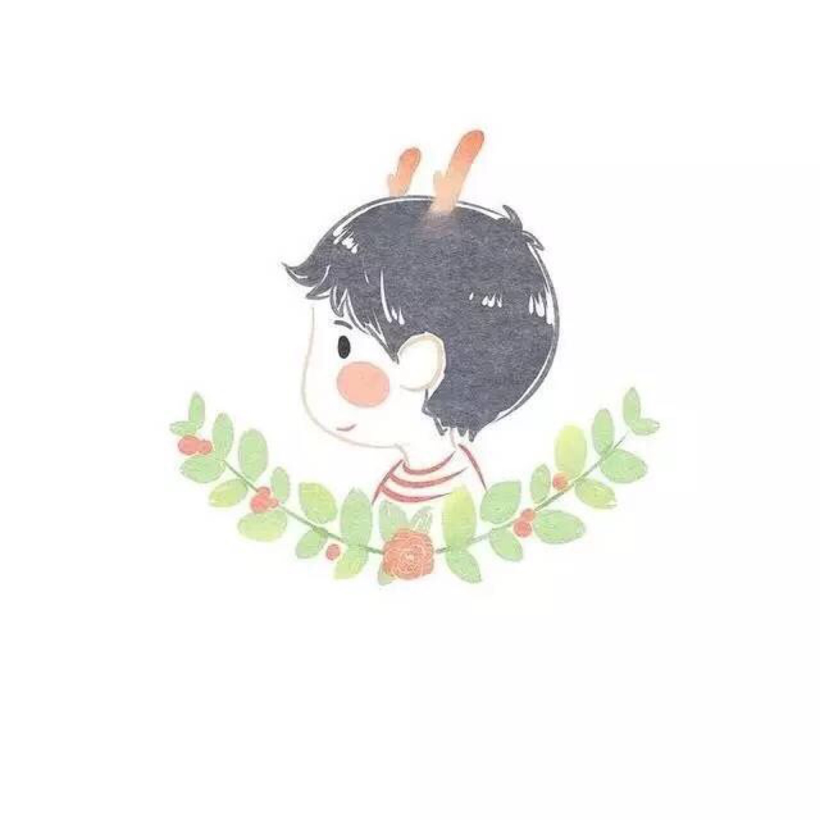 小清新水粉插画风格情侣头像,唯美动人.男女头像.手绘
