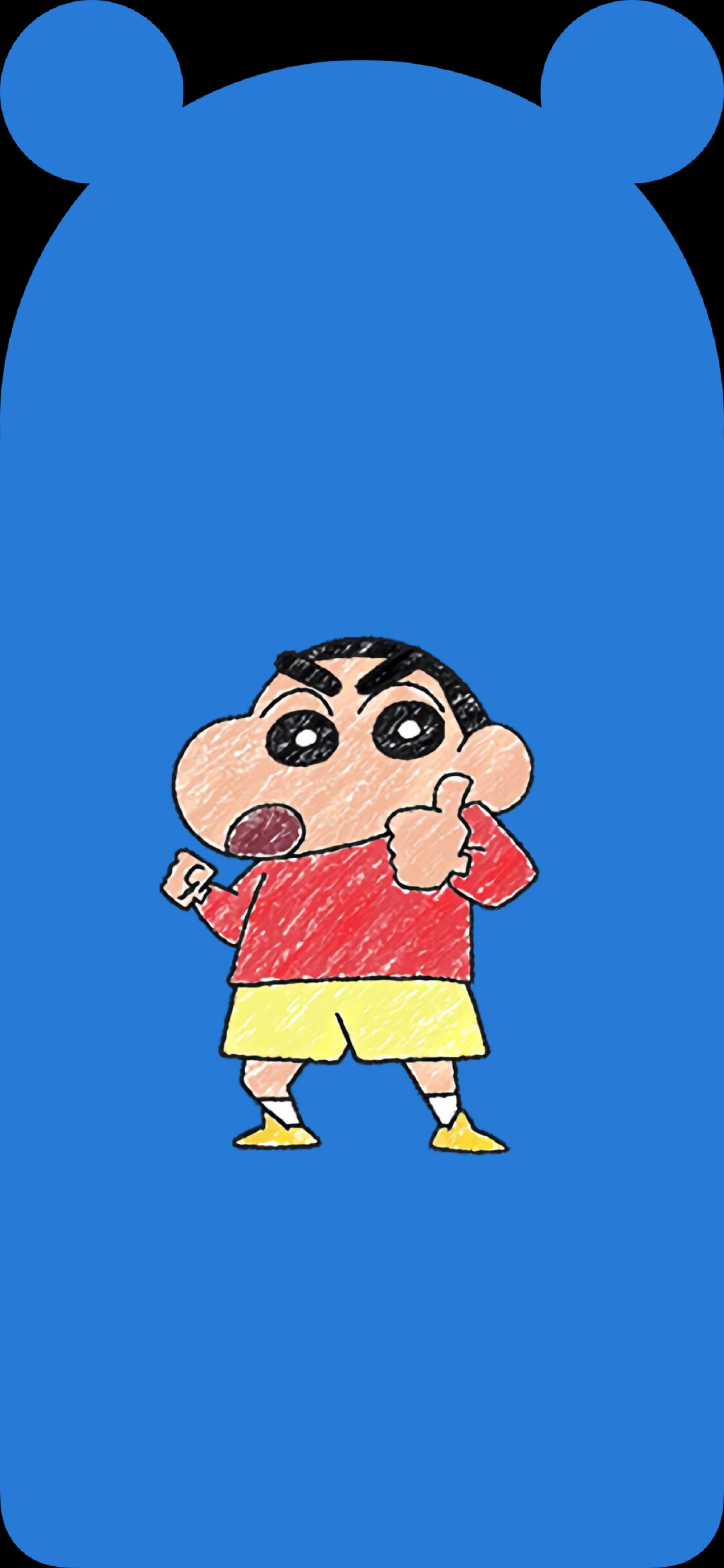 iphonex专用壁纸 拿图请留赞么么哒 蜡笔小新 有耳朵和没耳朵版本