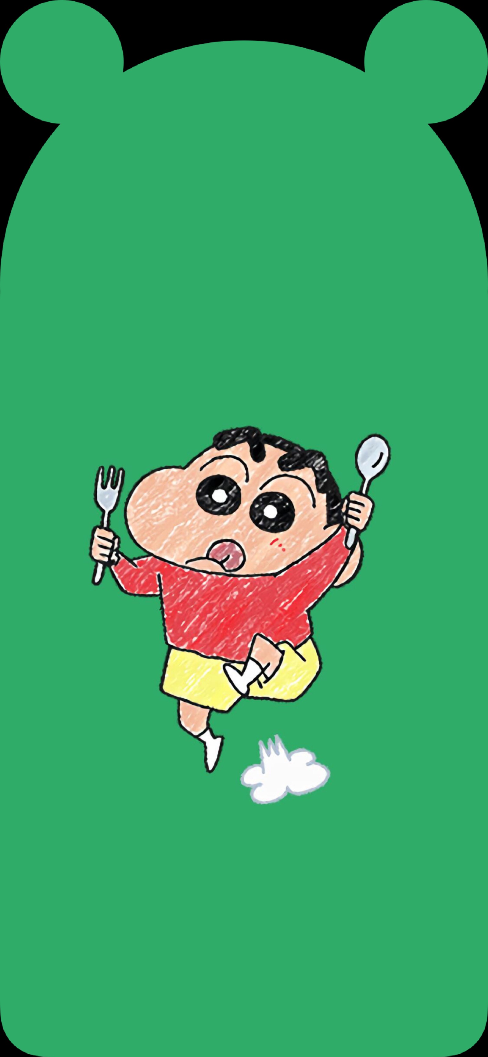 iphonex专用壁纸 拿图请留赞么么哒 蜡笔小新 有耳朵和没耳朵版本