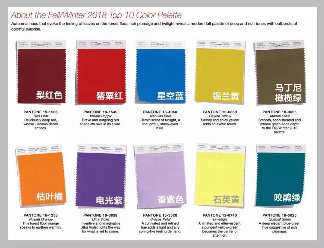 pantone流行色历年,pantone流行色年度 pantone公布的 2018秋冬流行色中也有红梨色被时尚圈视为最高贵的象征