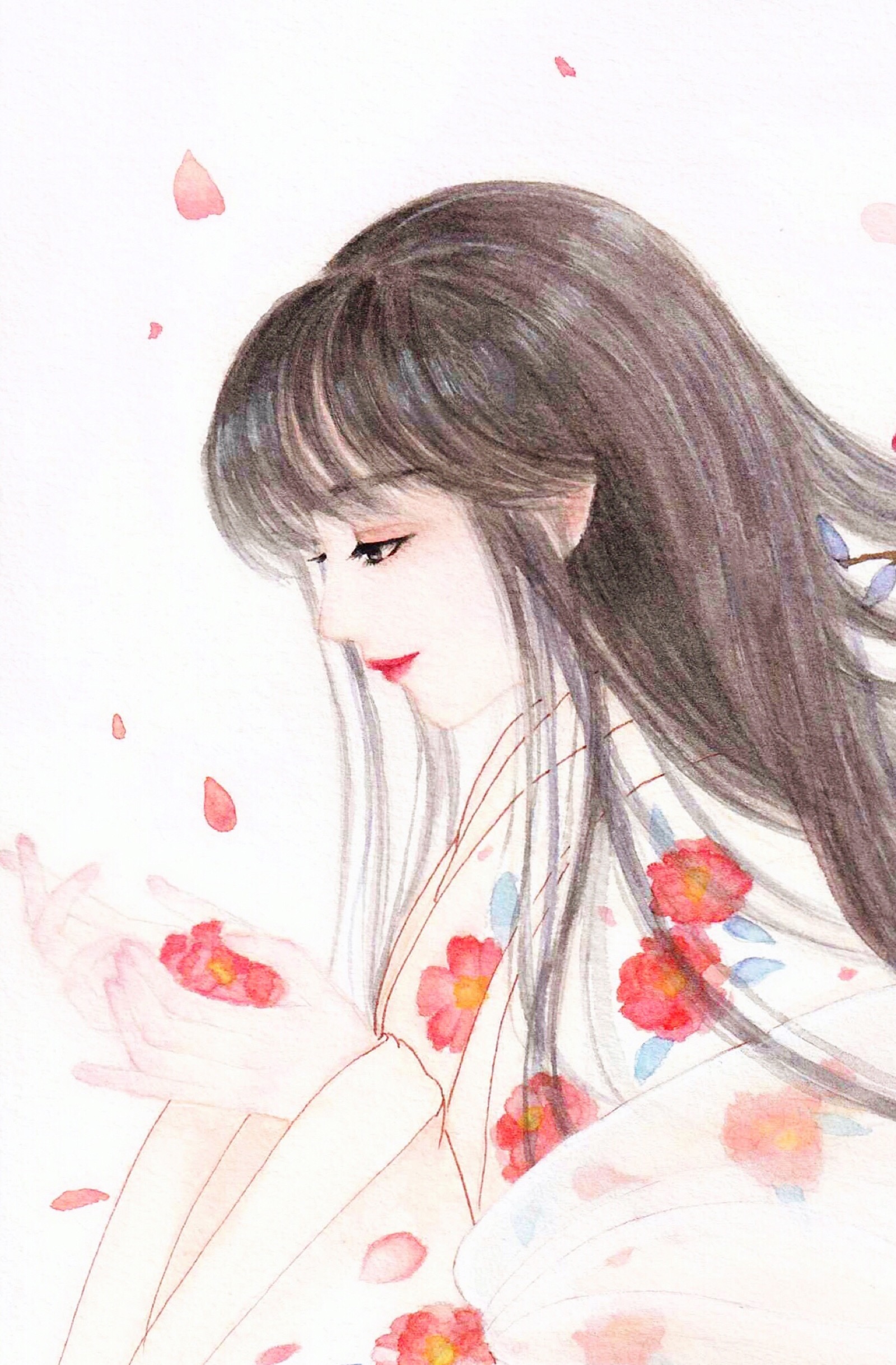 水彩古风人物(临摹白岫作品)作者:镜子