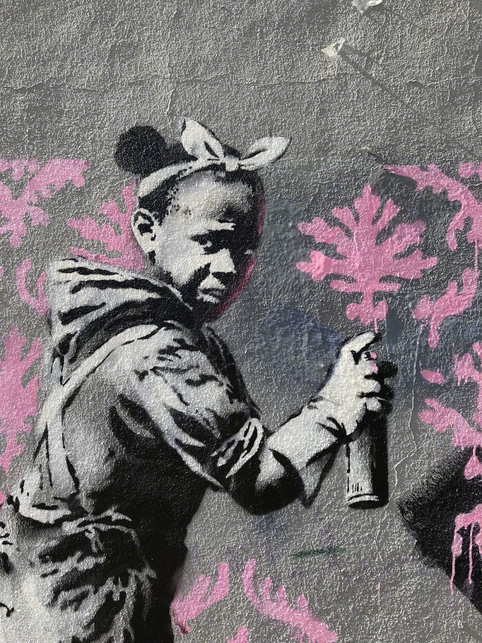 banksy街头艺术作品,他是一位匿名的英国涂鸦艺术家,社会运动活跃份子