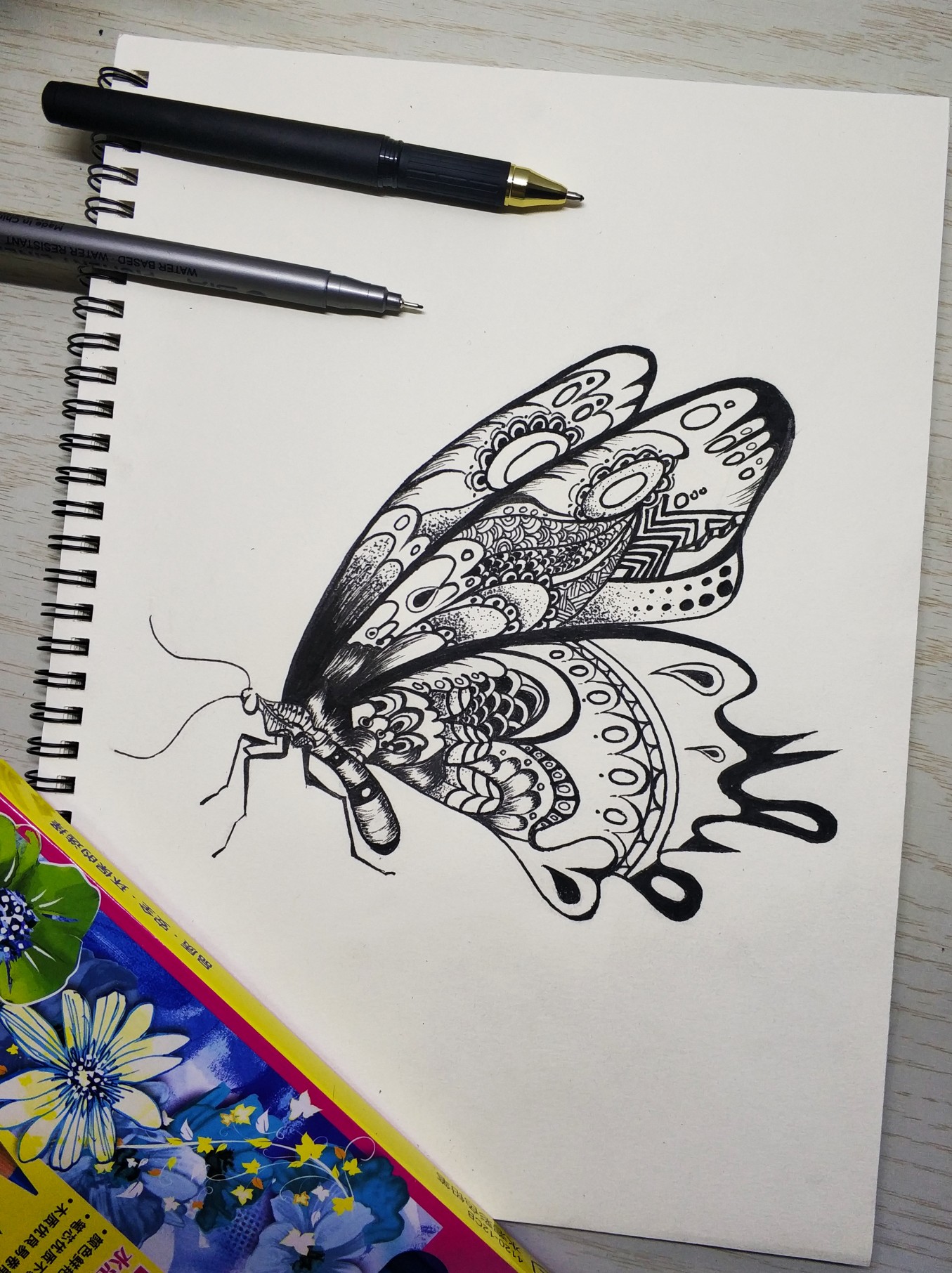 线描画蝴蝶简单图片