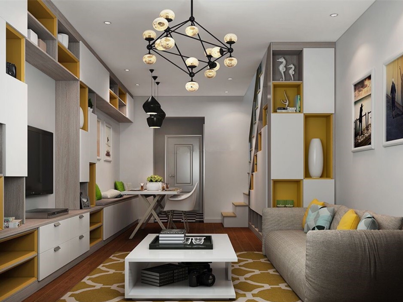 即便几个房间并作一块儿,也可以看到核心区域是足够