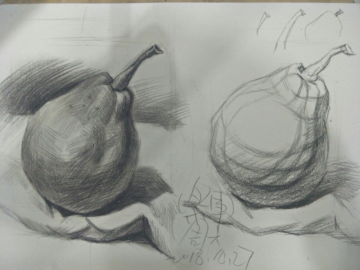 乐军素描石膏静物教学图解第一章第二层内容《型体与明暗的关系》《梨