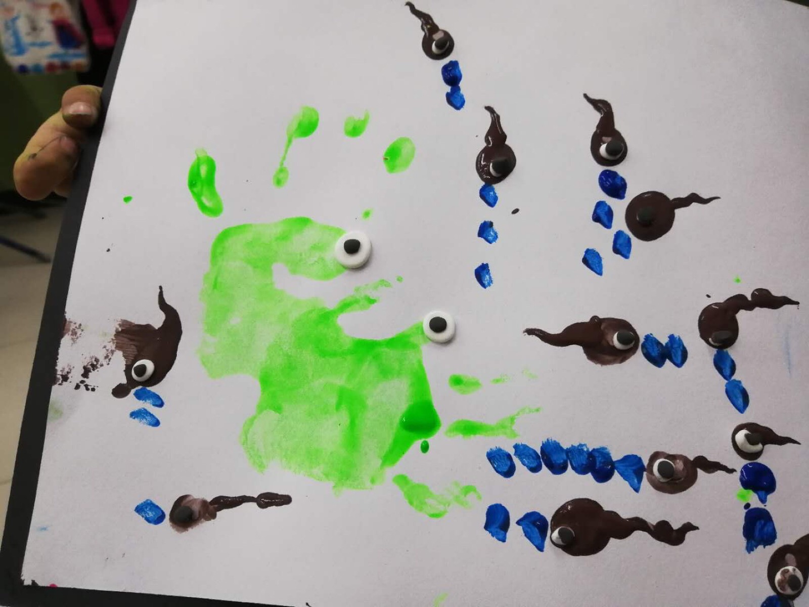 手指画,蝌蚪与青蛙