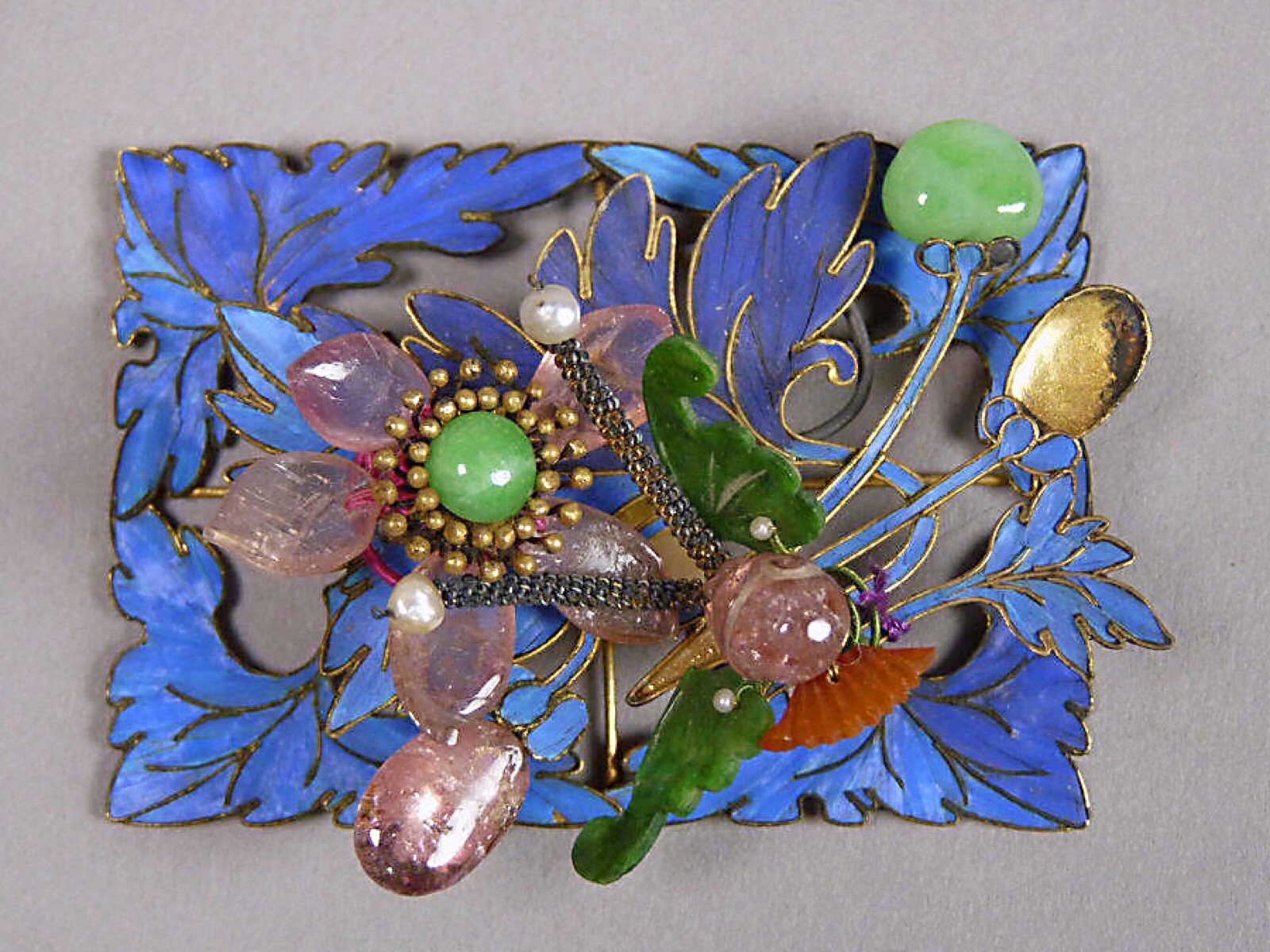 清 点翠嵌宝石钿花