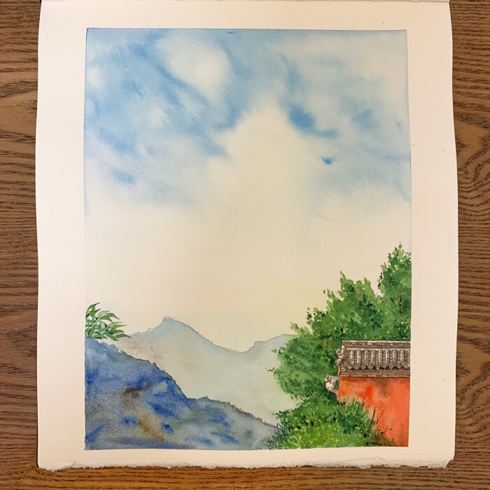 武当山风景绘画手绘图片