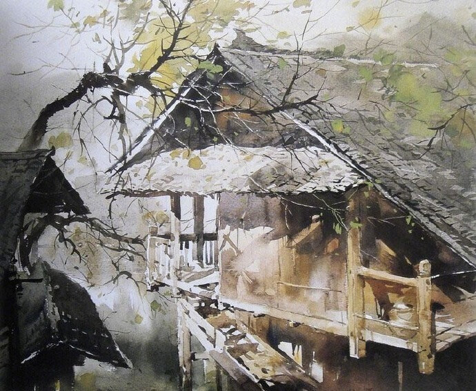 " 水彩里的古建民居 … "丨刘凤兰 绘