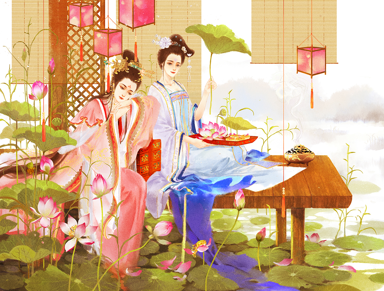 笔绘宫心「宫廷计」手游插画漫画 黄馥容×萧瑕月 绘师:村儿猫