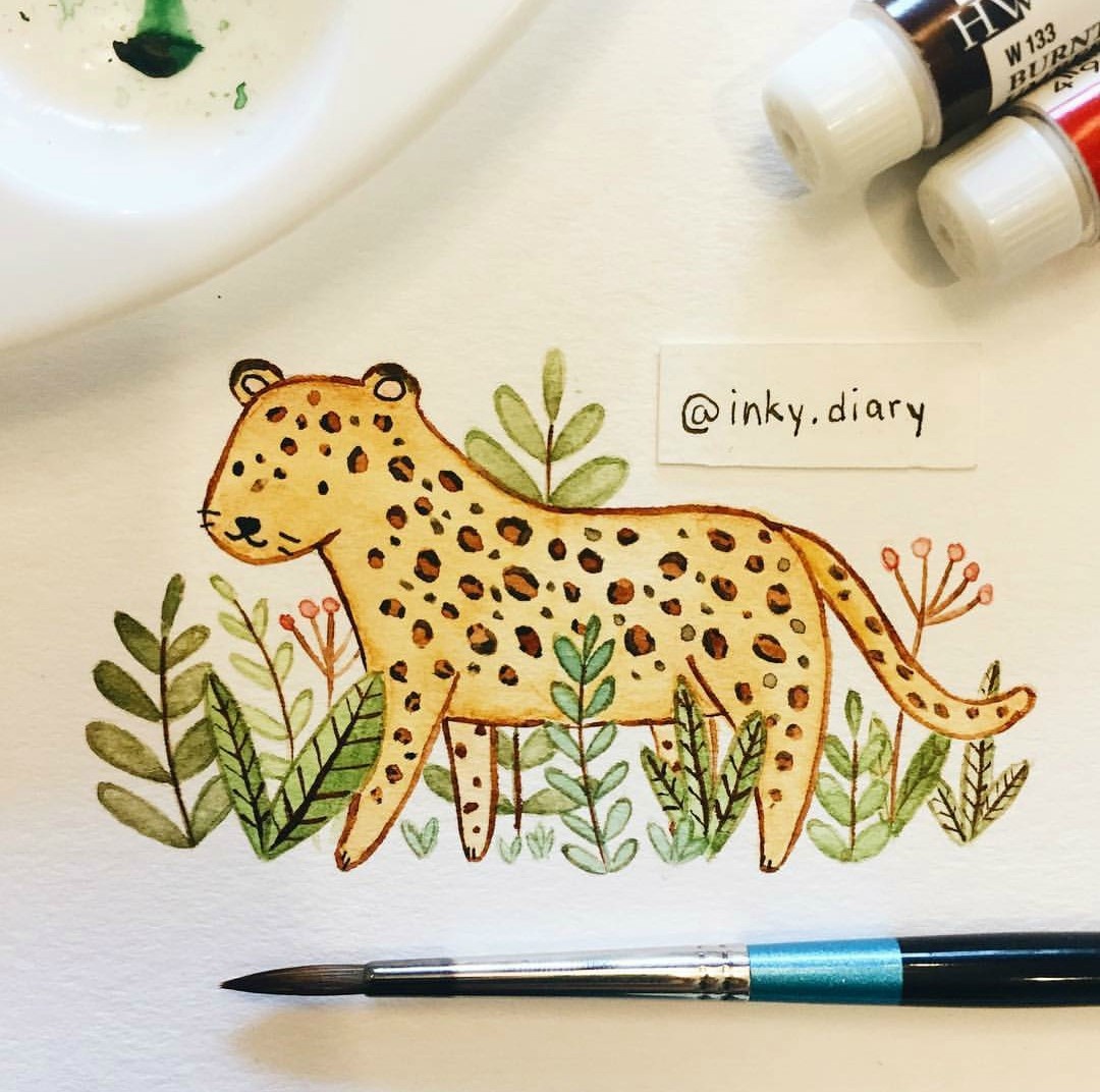 小清新水彩插画水彩中的动物小可爱们!作者ins:inky.diary