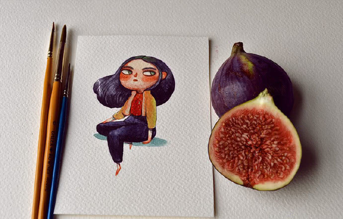 英国插画师 marija tiurina 一组水果拟人插画