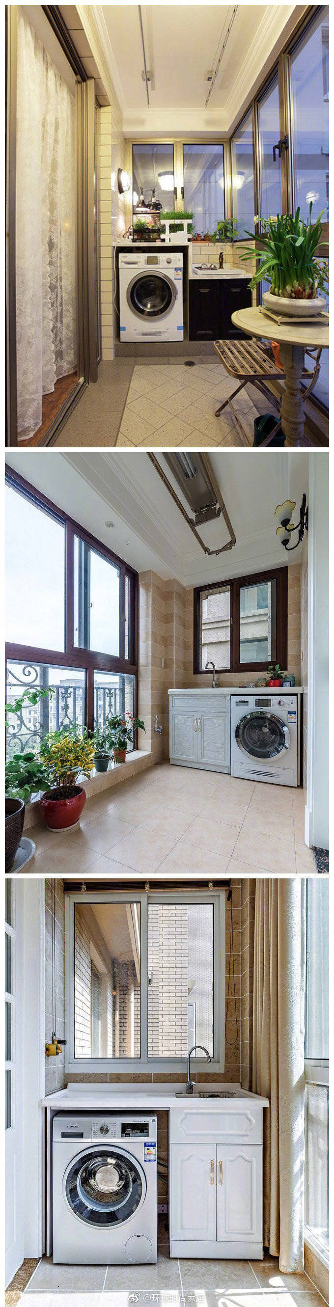 阳台洗衣机这样设计,洗晒都方便,还能增加储物空间哦!