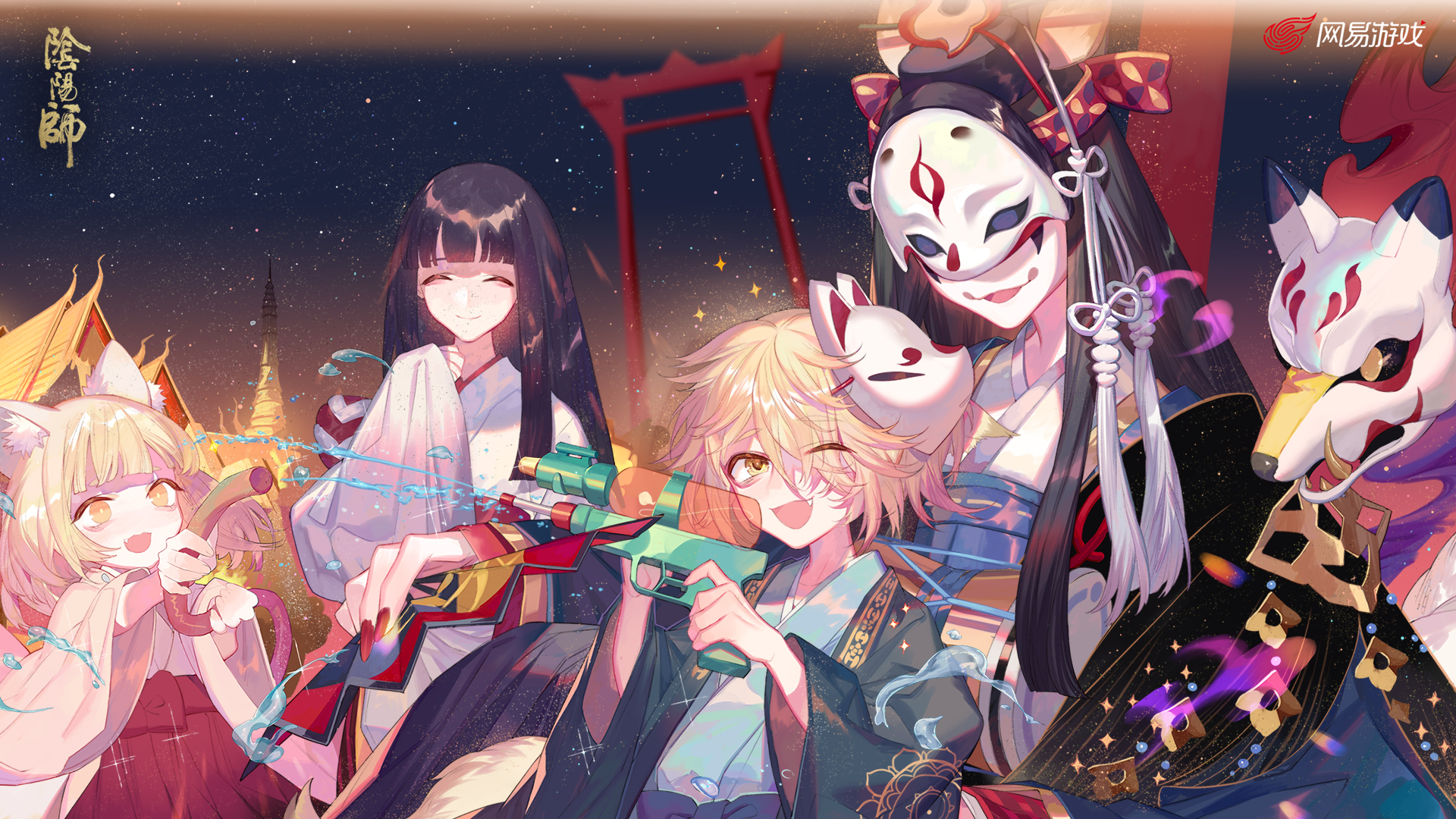玉藻前超清壁纸1080,玉藻前超清壁纸 阴阳师 玉藻前一家人 1920 x 1080 来自《阴阳师》官方试听站
